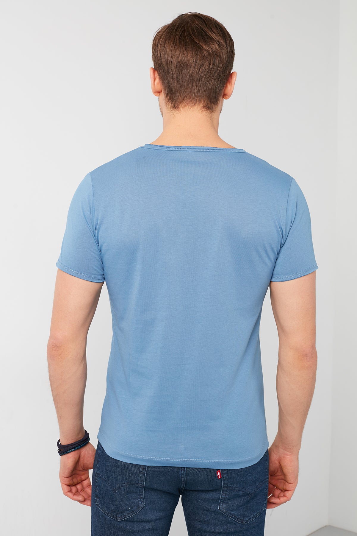 Buratti % 100 Pamuklu Bisiklet Yaka Basic Erkek T Shirt 5412008 İNDİGO