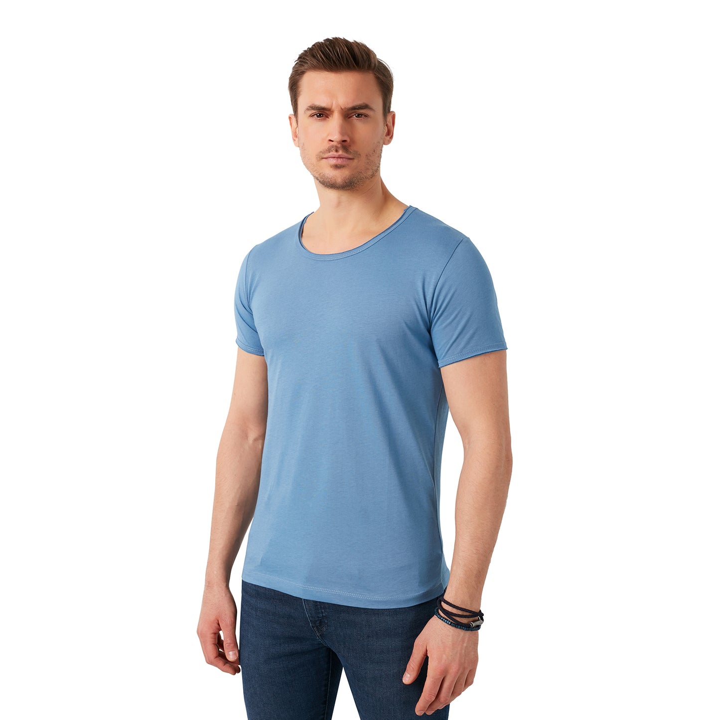 Buratti % 100 Pamuklu Bisiklet Yaka Basic Erkek T Shirt 5412008 İNDİGO