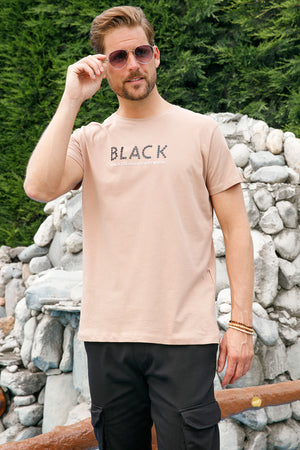 Buratti % 100 Pamuk Baskılı Slim Fit Bisiklet Yaka Erkek T Shirt 541BLACKCOLOUR BİSKÜVİ