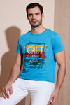 Buratti Pamuklu Slim Fit Bisiklet Yaka Erkek T Shirt 541CALIFORNIA24 İNDİGO