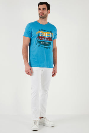 Buratti Pamuklu Slim Fit Bisiklet Yaka Erkek T Shirt 541CALIFORNIA24 İNDİGO