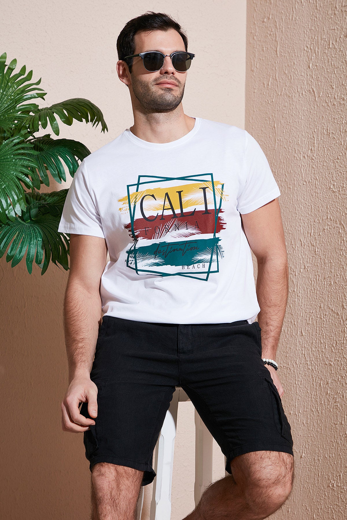 Buratti Pamuklu Slim Fit Bisiklet Yaka Erkek T Shirt 541CALIFORNIA24 BEYAZ