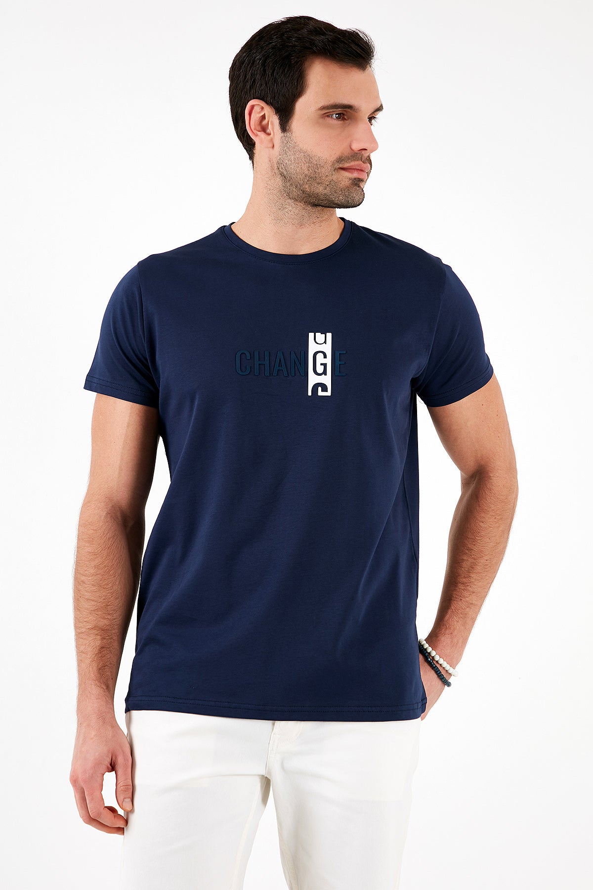 Buratti Pamuklu Slim Fit Bisiklet Yaka Erkek T Shirt 541CHANGE24 AÇIK LACİVERT