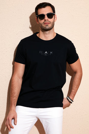 Buratti Pamuklu Slim Fit Bisiklet Yaka Erkek T Shirt 541FOLLOW SİYAH