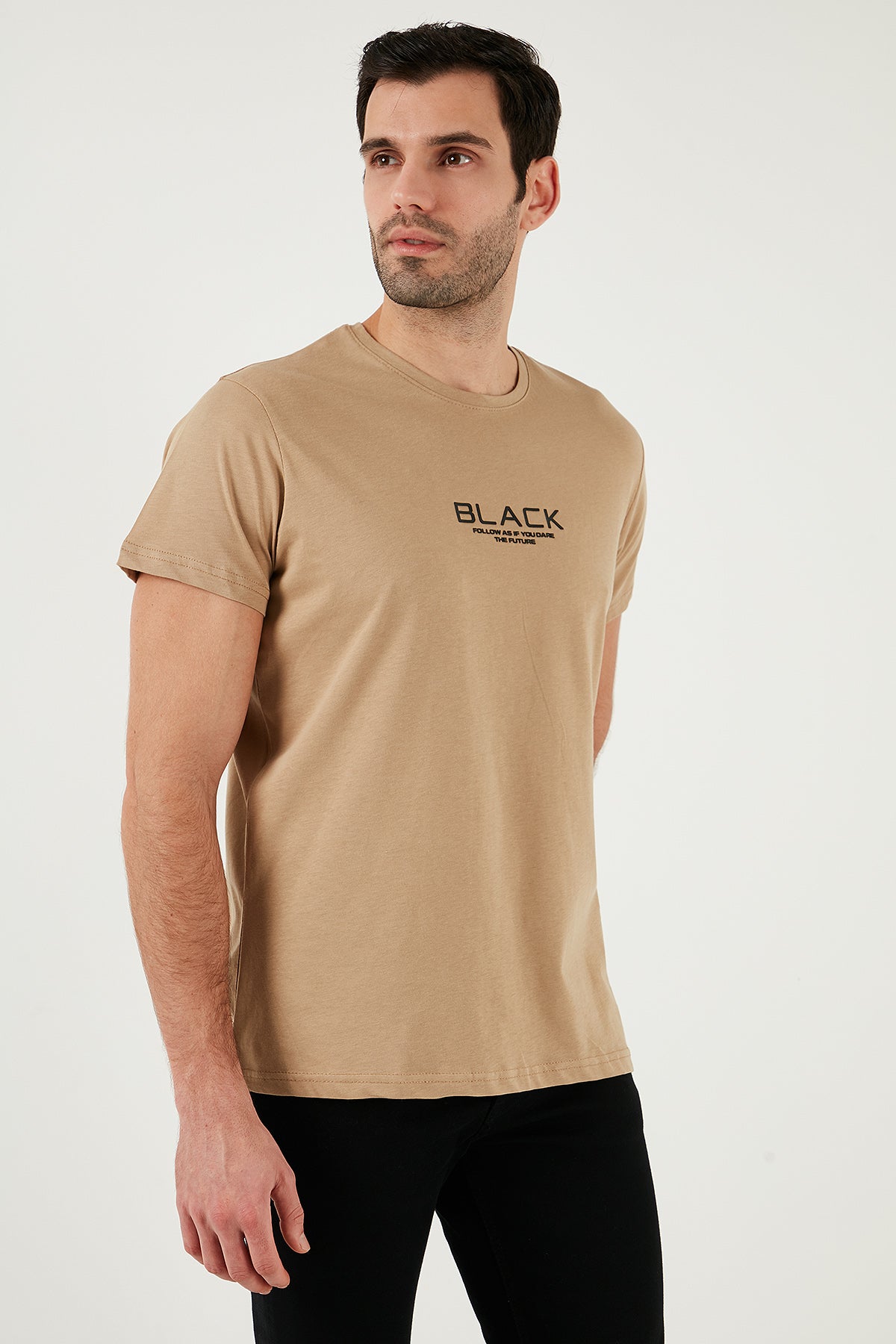 Buratti Pamuklu Slim Fit Bisiklet Yaka Erkek T Shirt 541FOLLOW VİZON