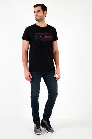 Buratti Pamuklu Slim Fit Bisiklet Yaka Baskılı Erkek T Shirt 541HIGHER SİYAH