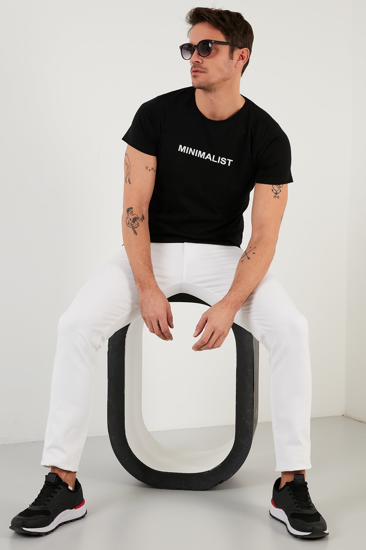 Buratti Baskılı % 100 Pamuk Bisiklet Yaka Slim Fit Erkek T Shirt 541MINIMALIST SİYAH
