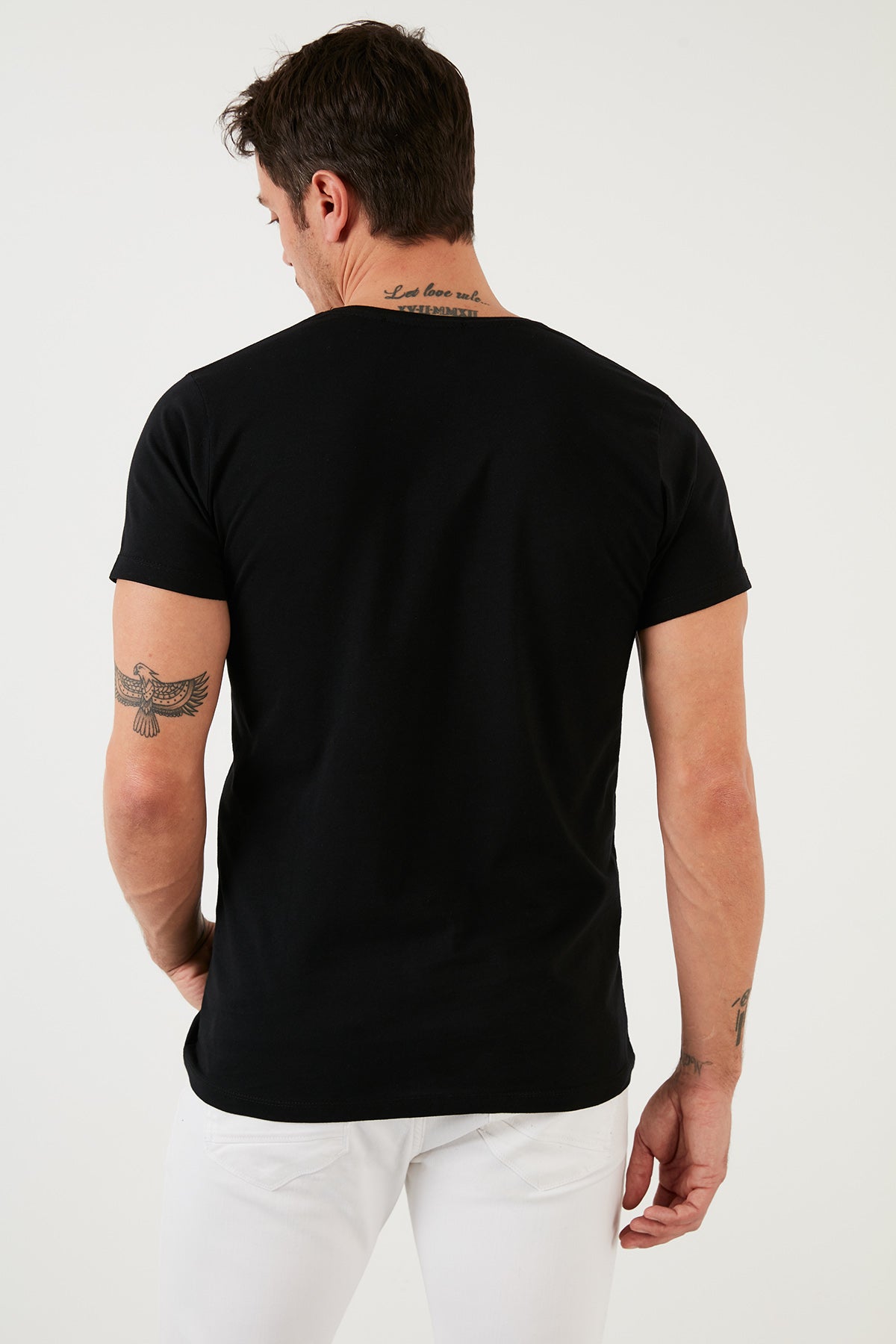 Buratti Baskılı % 100 Pamuk Bisiklet Yaka Slim Fit Erkek T Shirt 541MINIMALIST SİYAH