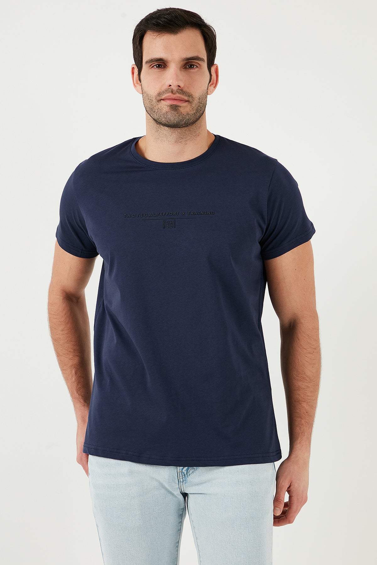 Buratti Pamuklu Slim Fit Bisiklet Yaka Erkek T Shirt 541TACTICAL LACİVERT