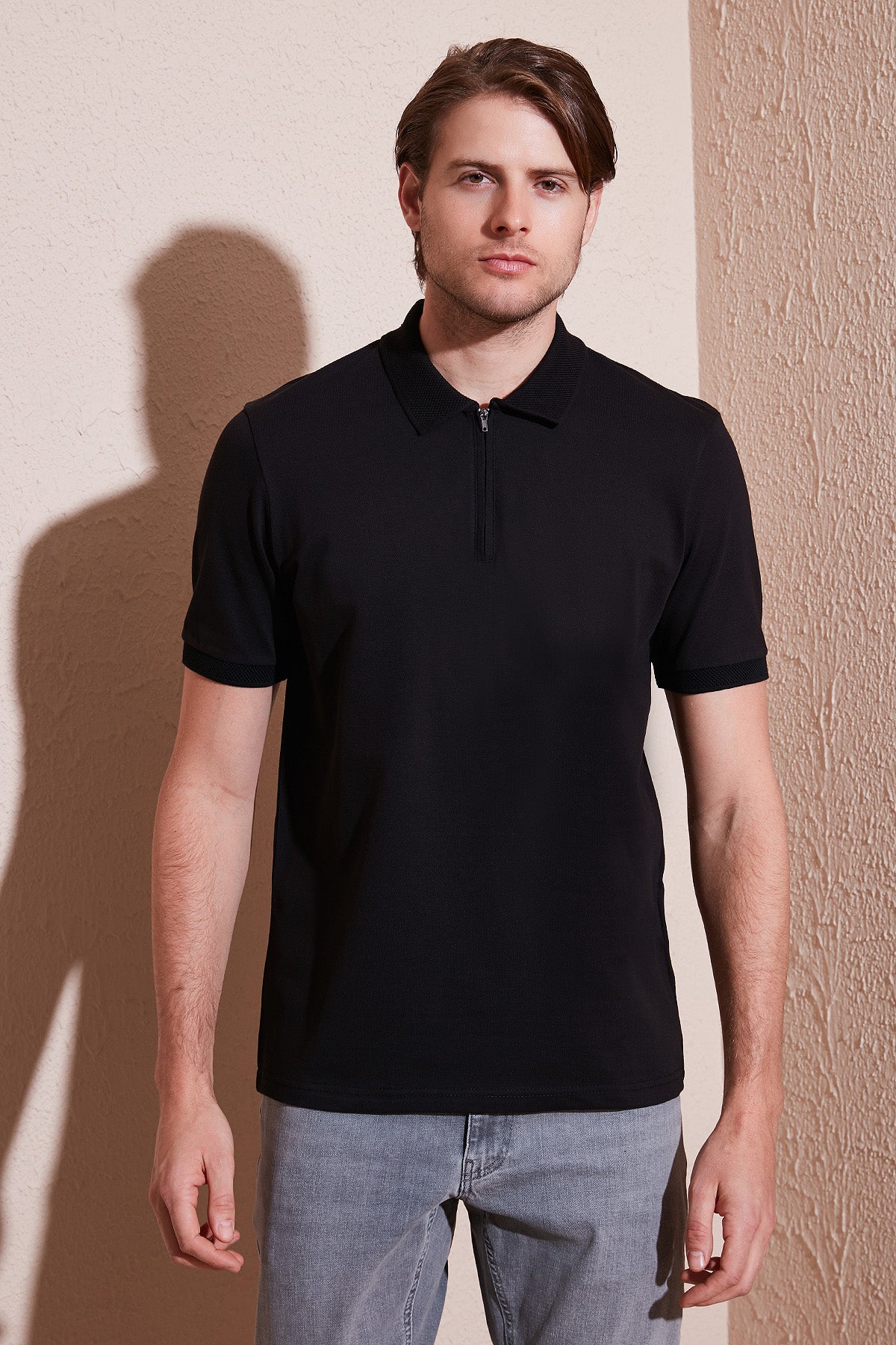 Buratti Pamuklu Regular Fit Yarım Fermuarlı Erkek Polo Yaka T Shirt 5901029 SİYAH