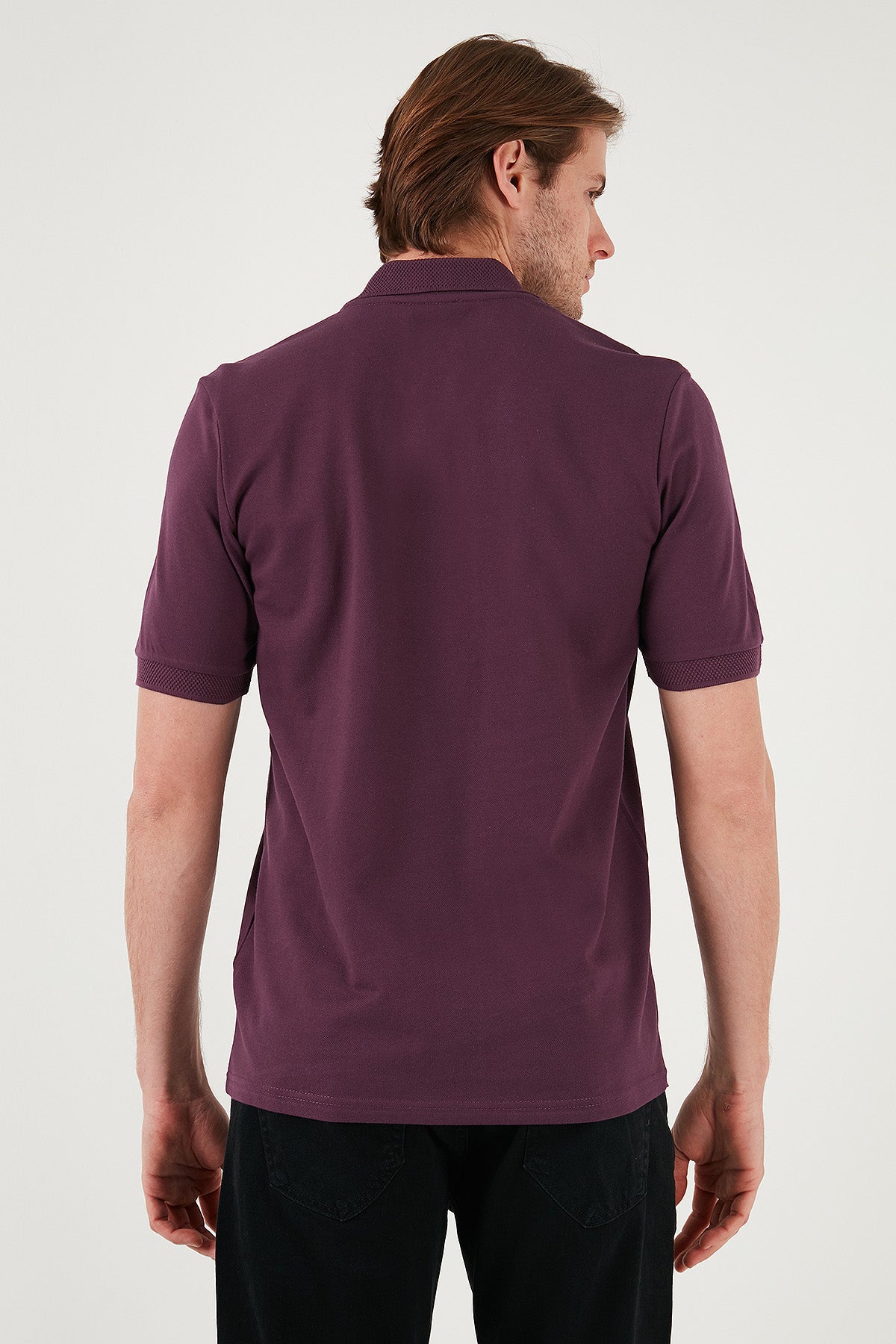 Buratti Pamuklu Regular Fit Yarım Fermuarlı Erkek Polo Yaka T Shirt 5901029 MÜRDÜM