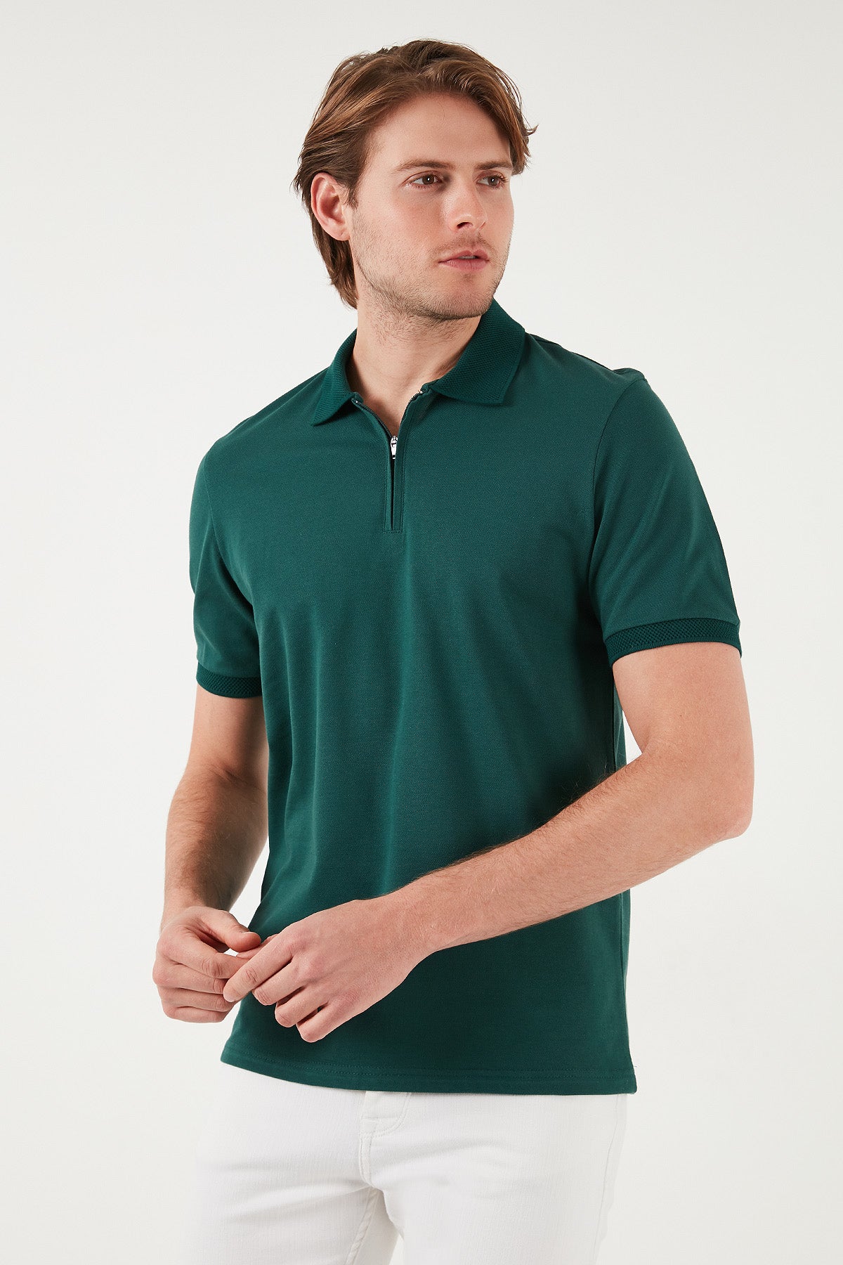 Buratti Pamuklu Regular Fit Yarım Fermuarlı Erkek Polo Yaka T Shirt 5901029 HUNTER