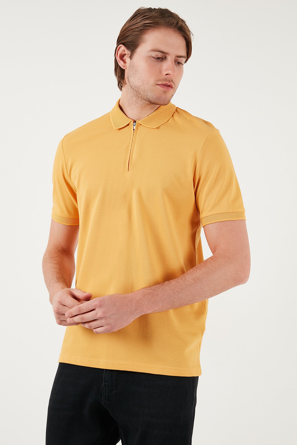 Buratti Pamuklu Regular Fit Yarım Fermuarlı Erkek Polo Yaka T Shirt 5901029 HARDAL