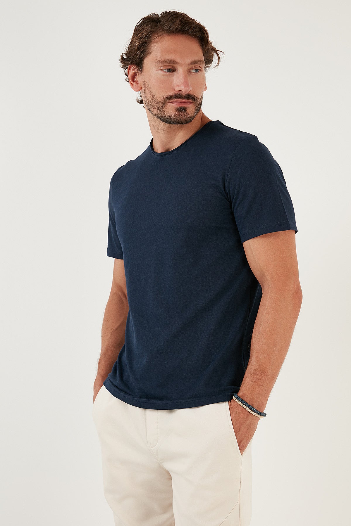 Buratti Bisiklet Yaka % 100 Pamuk Regular Fit Basic Erkek T Shirt 59020001 İNDİGO