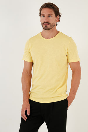 Buratti Bisiklet Yaka % 100 Pamuk Regular Fit Basic Erkek T Shirt 59020001 LİMON