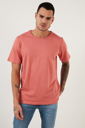 Buratti Bisiklet Yaka % 100 Pamuk Regular Fit Basic Erkek T Shirt 59020001 KİREMİT