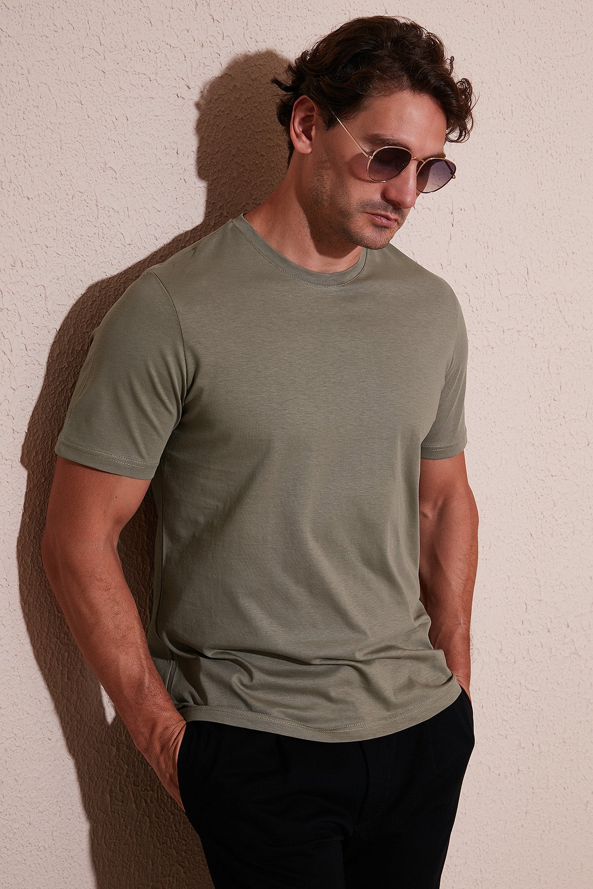 Buratti Pamuklu Regular Fit Bisiklet Yaka Erkek T Shirt 59020204 Vizon Yeşili