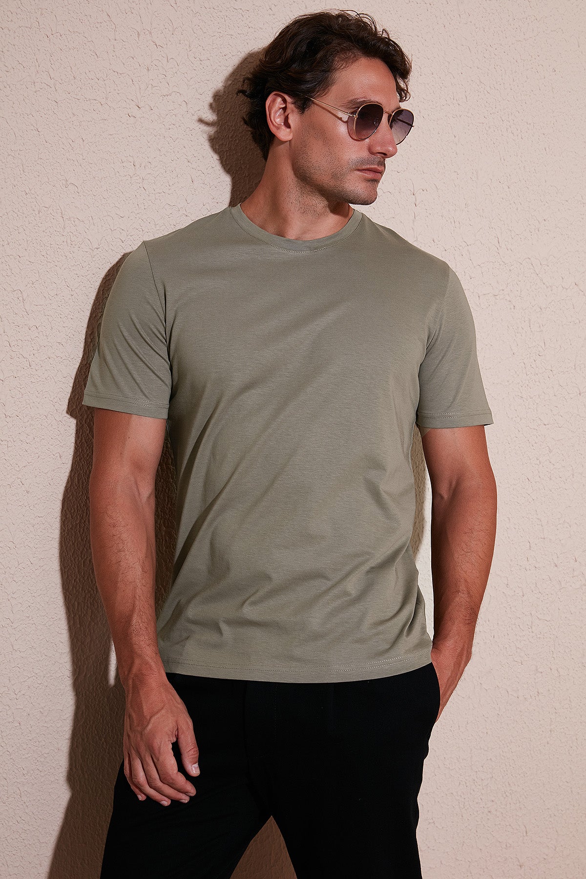 Buratti Pamuklu Regular Fit Bisiklet Yaka Erkek T Shirt 59020204 Vizon Yeşili