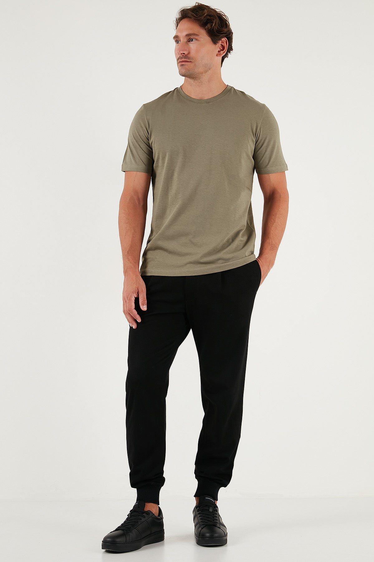 Buratti Pamuklu Regular Fit Bisiklet Yaka Erkek T Shirt 59020204 Vizon Yeşili