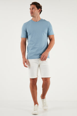 Buratti Pamuklu Regular Fit Bisiklet Yaka Erkek T Shirt 59020204 MAVİ