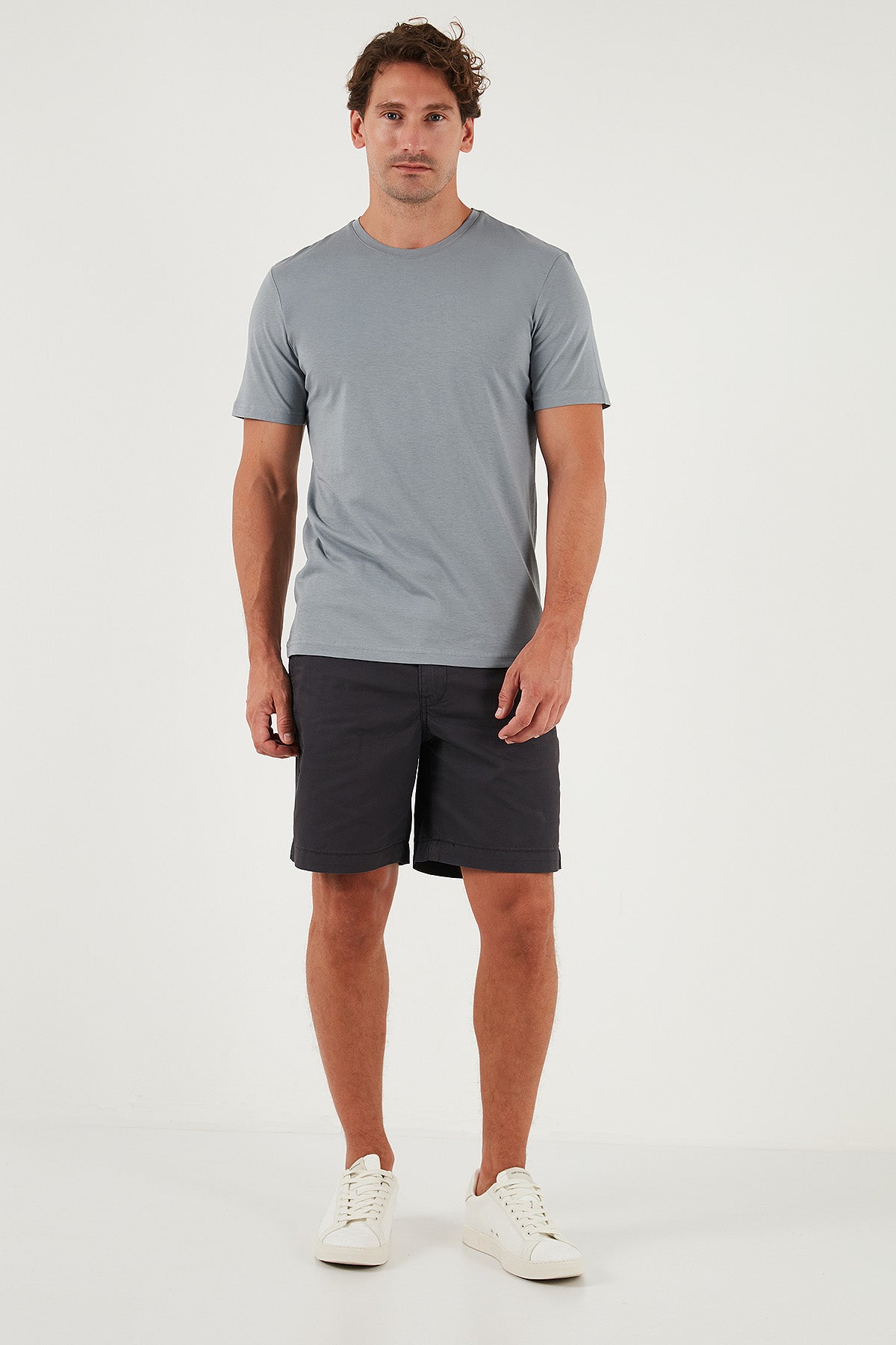 Buratti Pamuklu Regular Fit Bisiklet Yaka Erkek T Shirt 59020204 AÇIK GRİ
