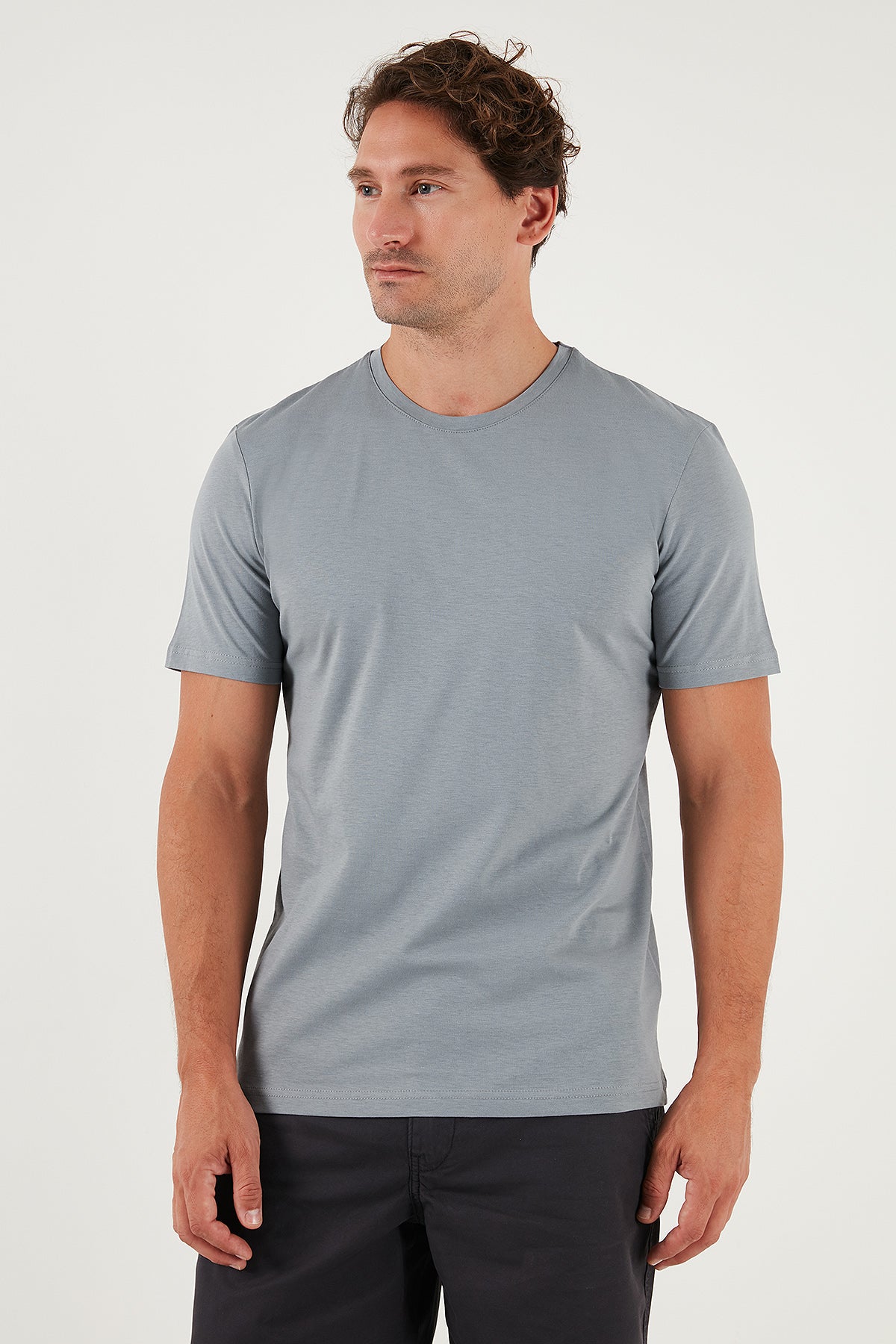 Buratti Pamuklu Regular Fit Bisiklet Yaka Erkek T Shirt 59020204 AÇIK GRİ