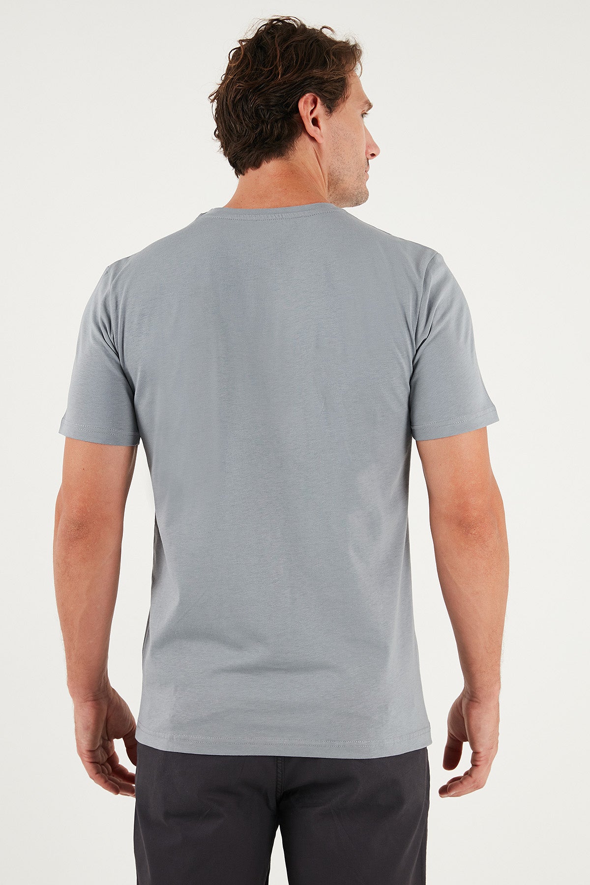 Buratti Pamuklu Regular Fit Bisiklet Yaka Erkek T Shirt 59020204 AÇIK GRİ