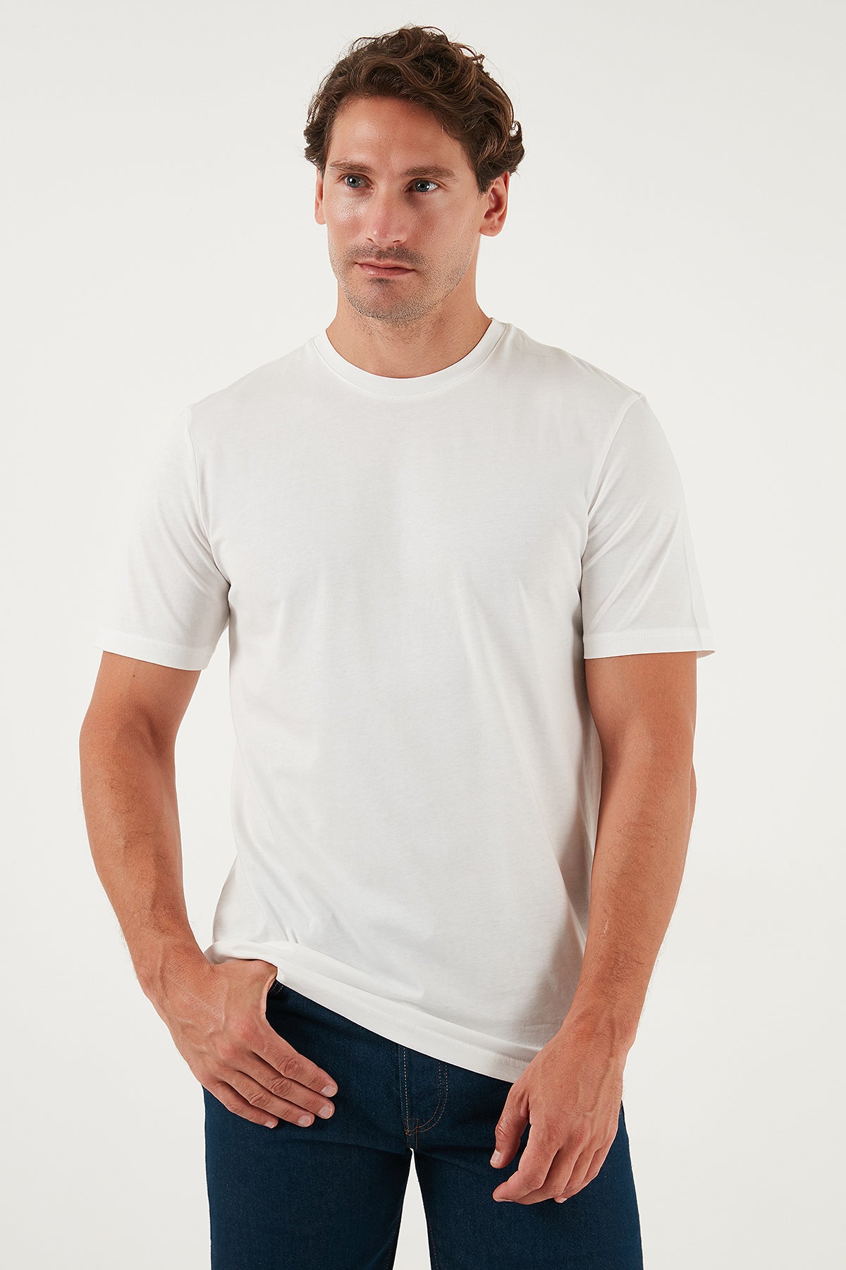 Buratti Pamuklu Regular Fit Bisiklet Yaka Erkek T Shirt 59020204 EKRU