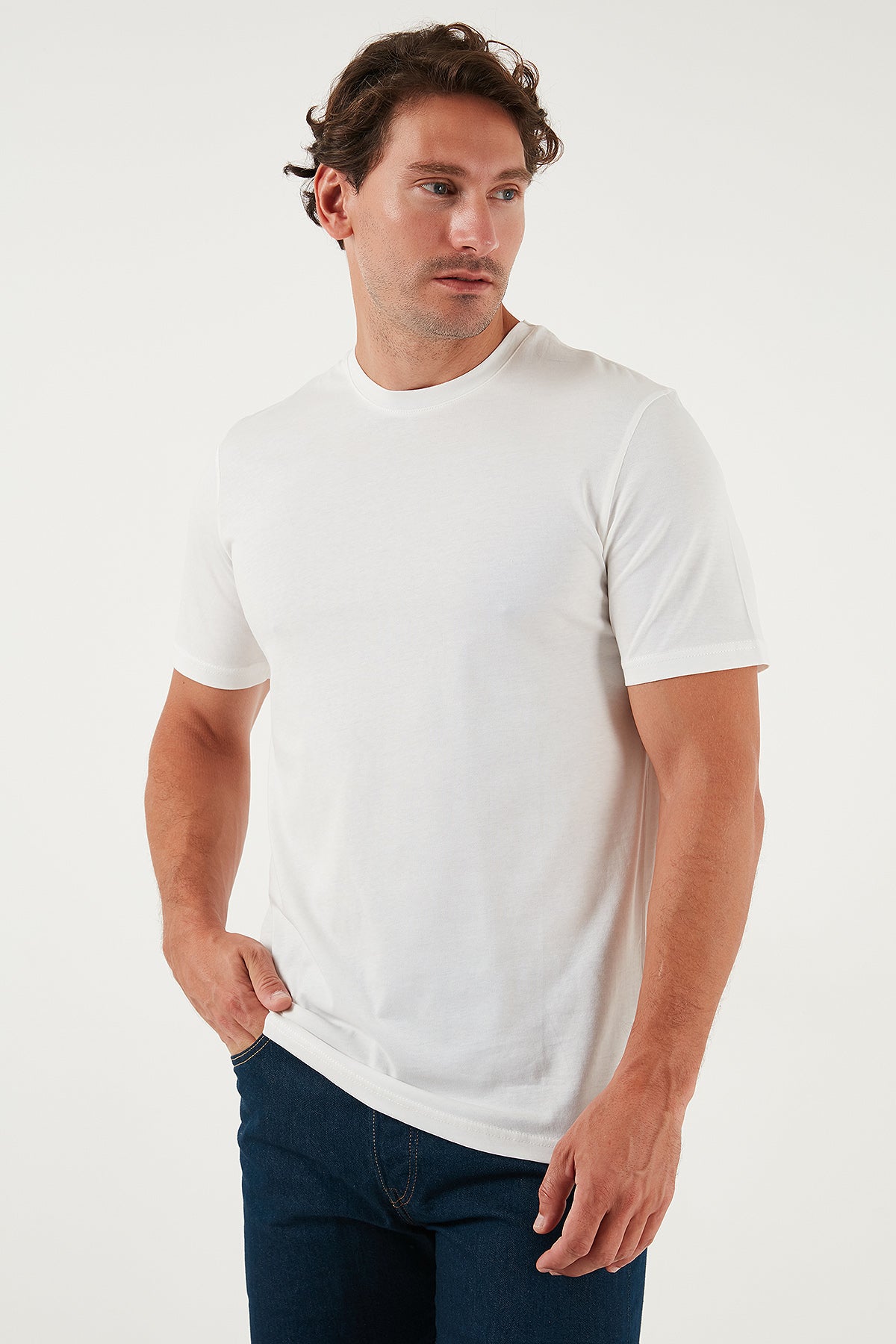 Buratti Pamuklu Regular Fit Bisiklet Yaka Erkek T Shirt 59020204 EKRU
