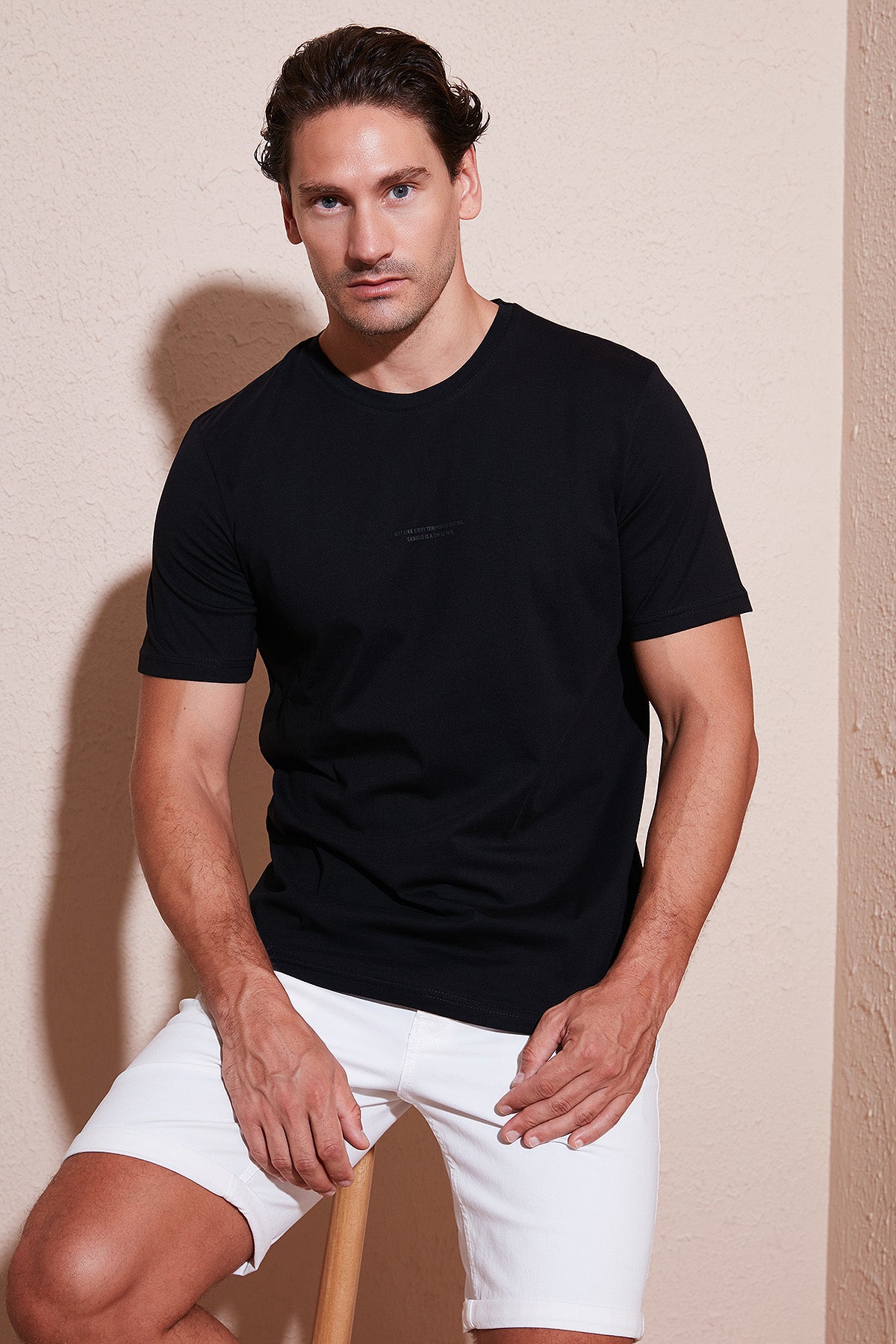 Buratti Pamuklu Baskılı Regular Fit Bisiklet Yaka Erkek T Shirt 59020205 SİYAH