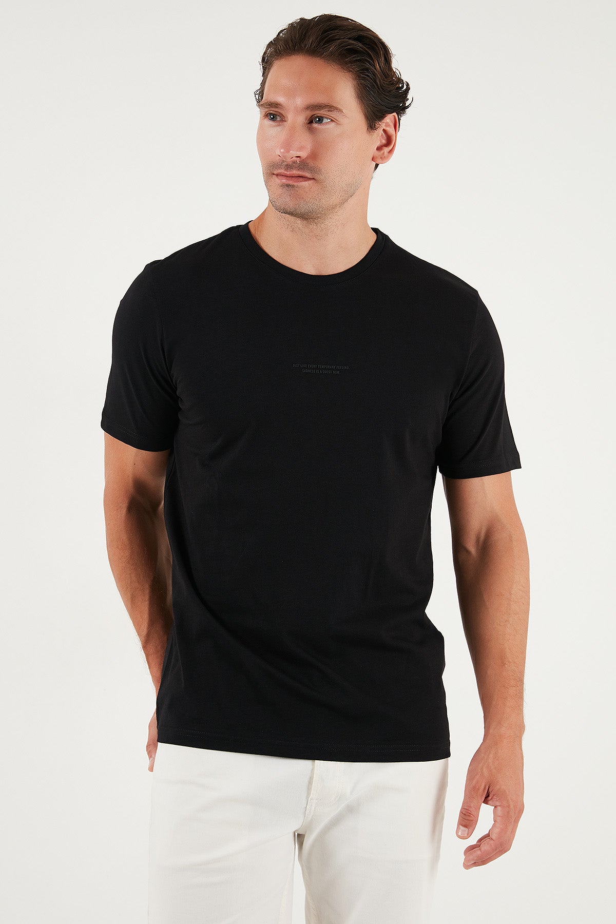 Buratti Pamuklu Baskılı Regular Fit Bisiklet Yaka Erkek T Shirt 59020205 SİYAH