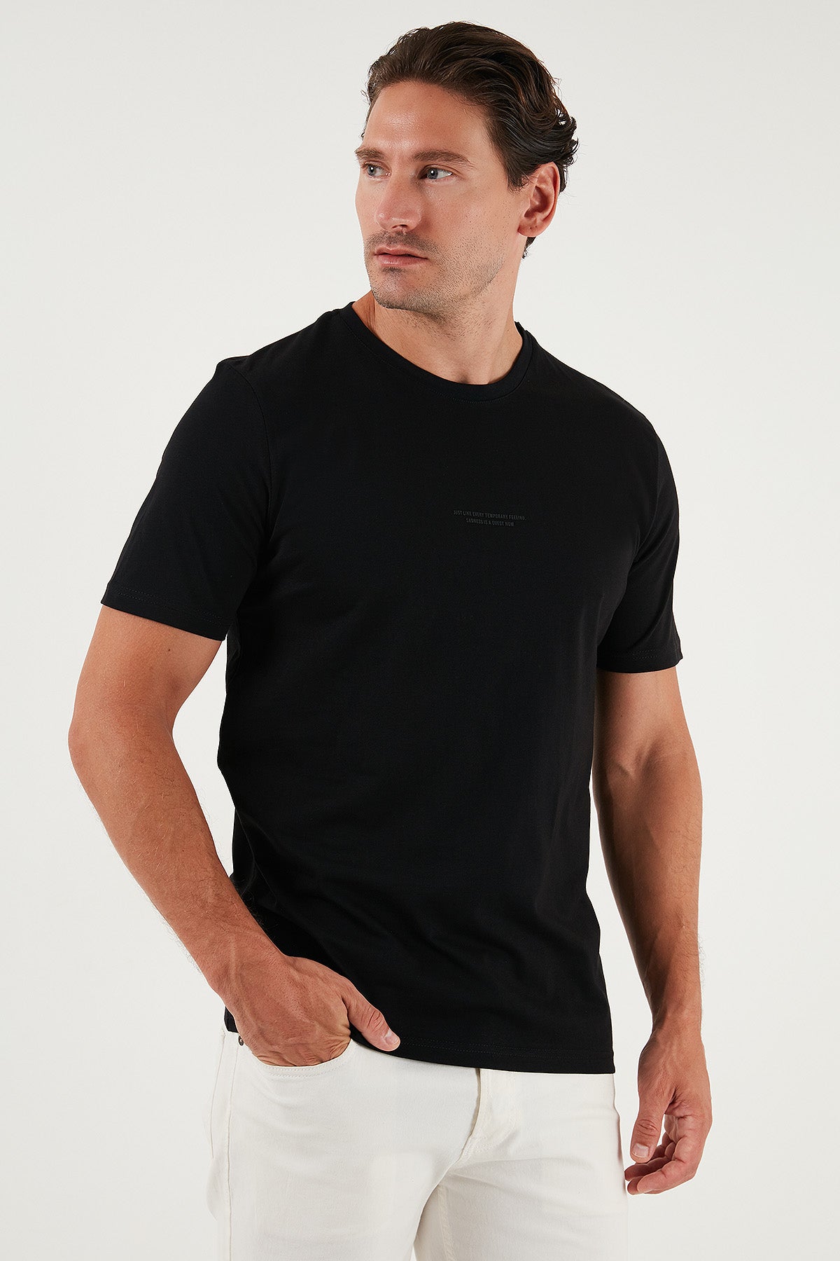 Buratti Pamuklu Baskılı Regular Fit Bisiklet Yaka Erkek T Shirt 59020205 SİYAH