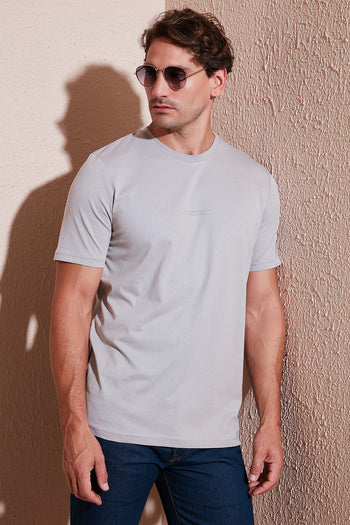 Buratti Pamuklu Baskılı Regular Fit Bisiklet Yaka Erkek T Shirt 59020205 KÜL