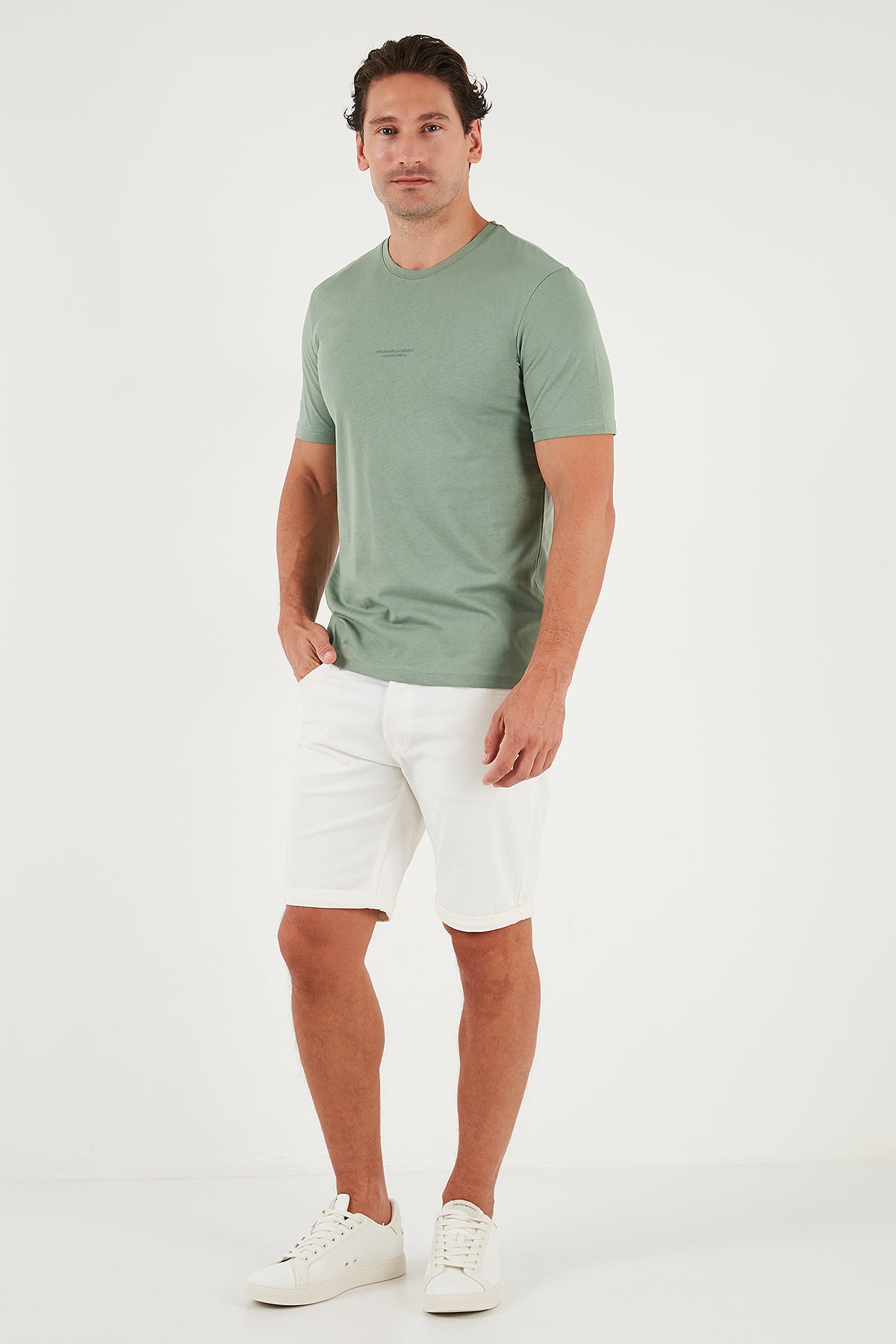 Buratti Pamuklu Baskılı Regular Fit Bisiklet Yaka Erkek T Shirt 59020205 ELMA YEŞİLİ