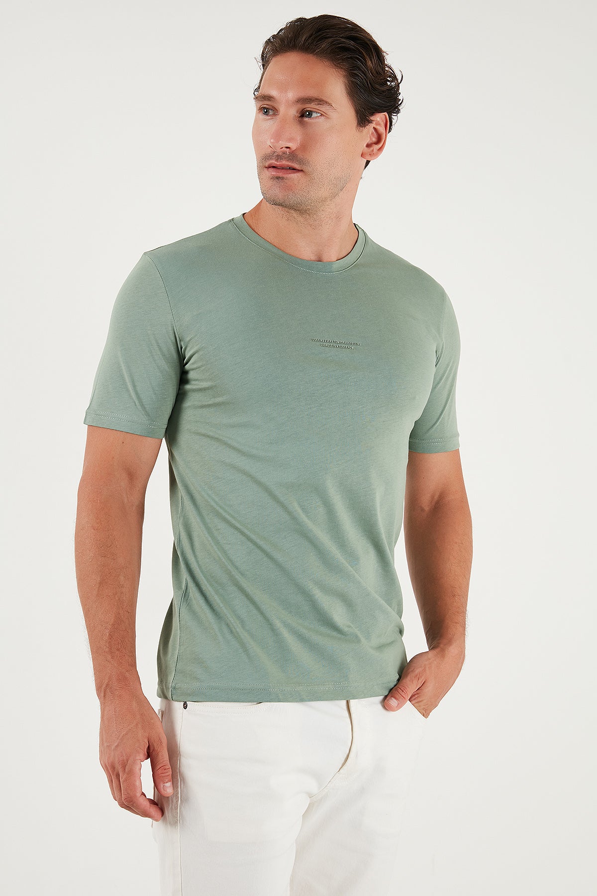 Buratti Pamuklu Baskılı Regular Fit Bisiklet Yaka Erkek T Shirt 59020205 ELMA YEŞİLİ
