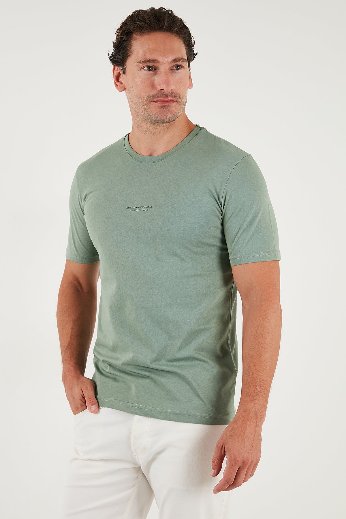 Buratti Pamuklu Baskılı Regular Fit Bisiklet Yaka Erkek T Shirt 59020205 ELMA YEŞİLİ