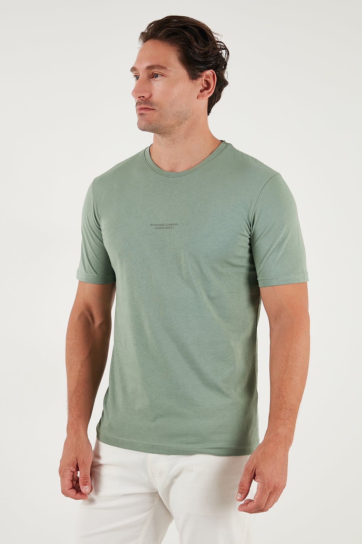Buratti Pamuklu Baskılı Regular Fit Bisiklet Yaka Erkek T Shirt 59020205 ELMA YEŞİLİ
