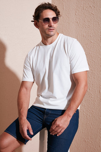 Buratti Pamuklu Baskılı Regular Fit Bisiklet Yaka Erkek T Shirt 59020205 EKRU