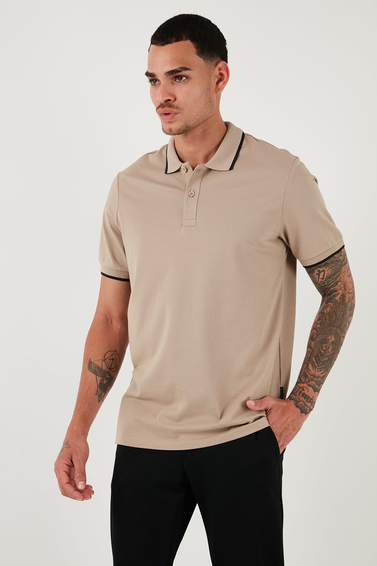 Buratti Pamuklu Regular Fit Erkek Polo Yaka T Shirt 5902063 VİZON