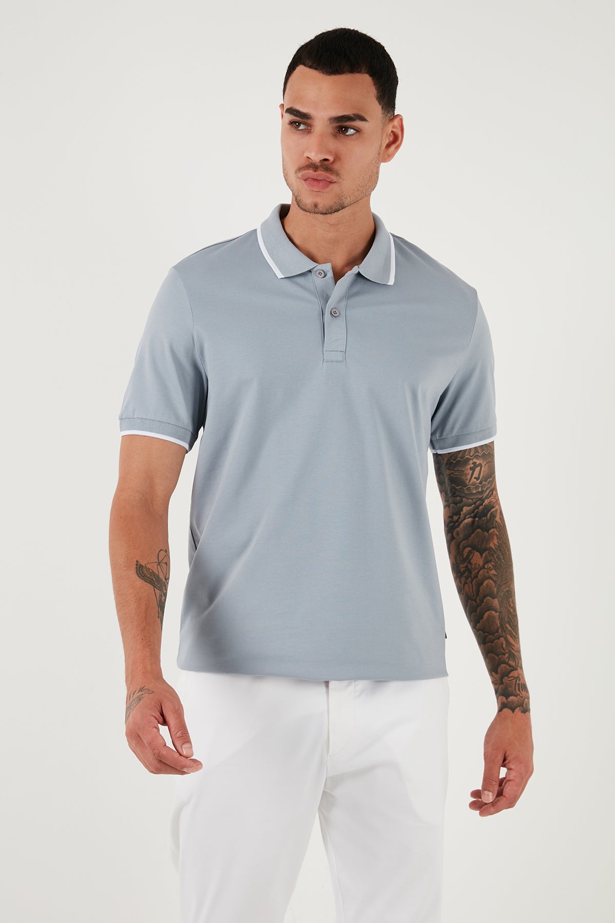 Buratti Pamuklu Regular Fit Erkek Polo Yaka T Shirt 5902063 AÇIK GRİ