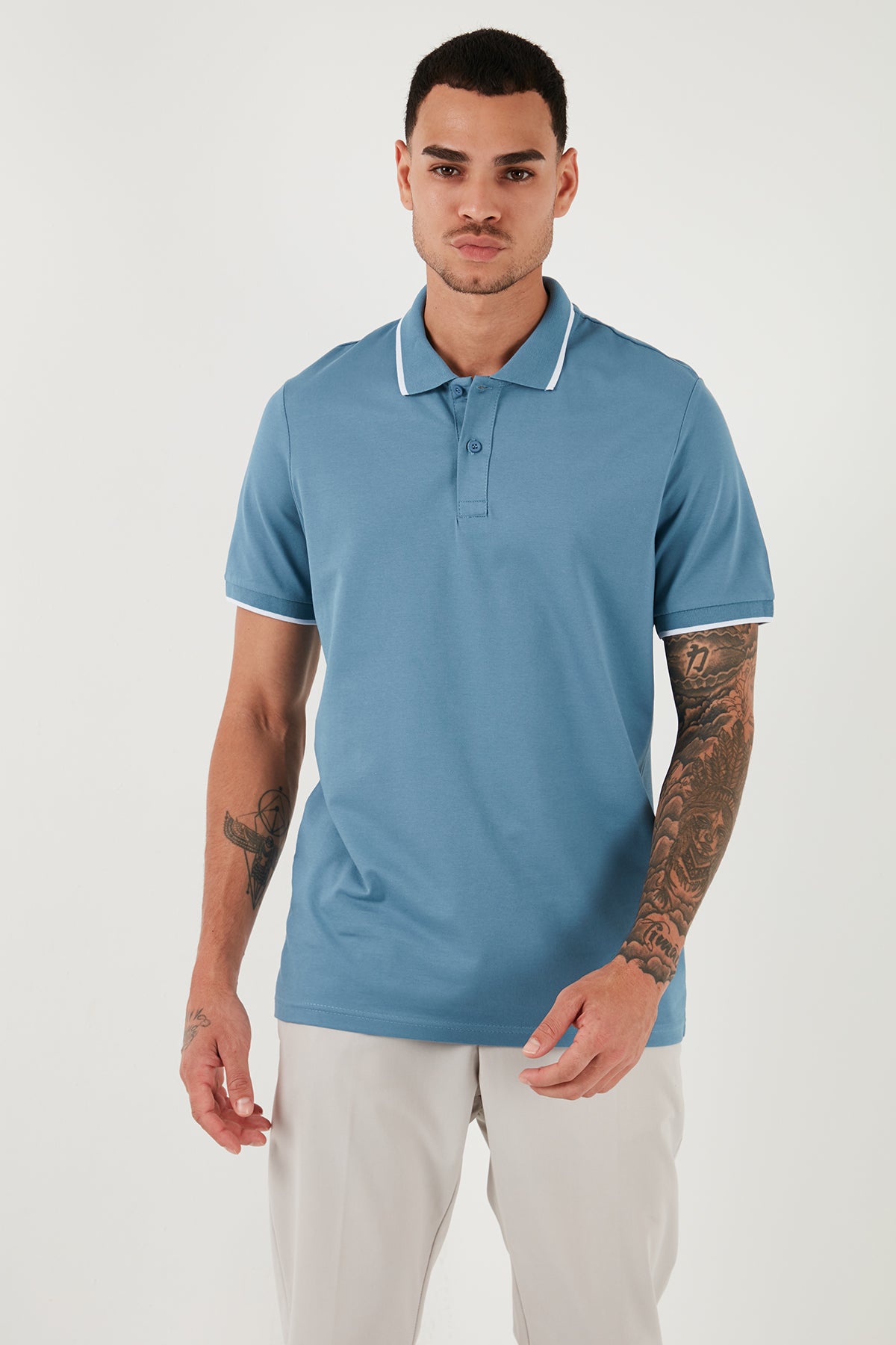 Buratti Pamuklu Regular Fit Erkek Polo Yaka T Shirt 5902063 AÇIK MAVİ