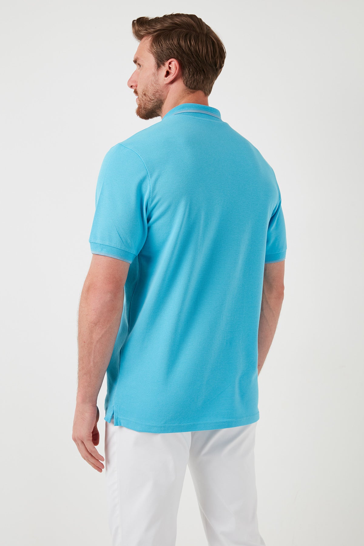 Buratti % 100 Pamuk Düğmeli Slim Fit Erkek Polo Yaka T Shirt 5902118 AQUA-MAVİ