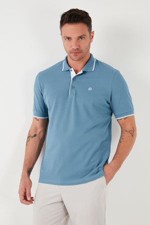 Buratti % 100 Pamuk Düğmeli Slim Fit Erkek Polo Yaka T Shirt 5902118 MAVİ