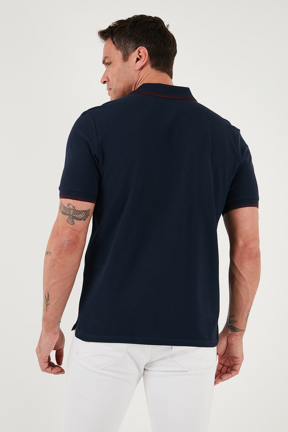 Buratti % 100 Pamuk Düğmeli Slim Fit Erkek Polo Yaka T Shirt 5902118 LACİVERT-BORDO