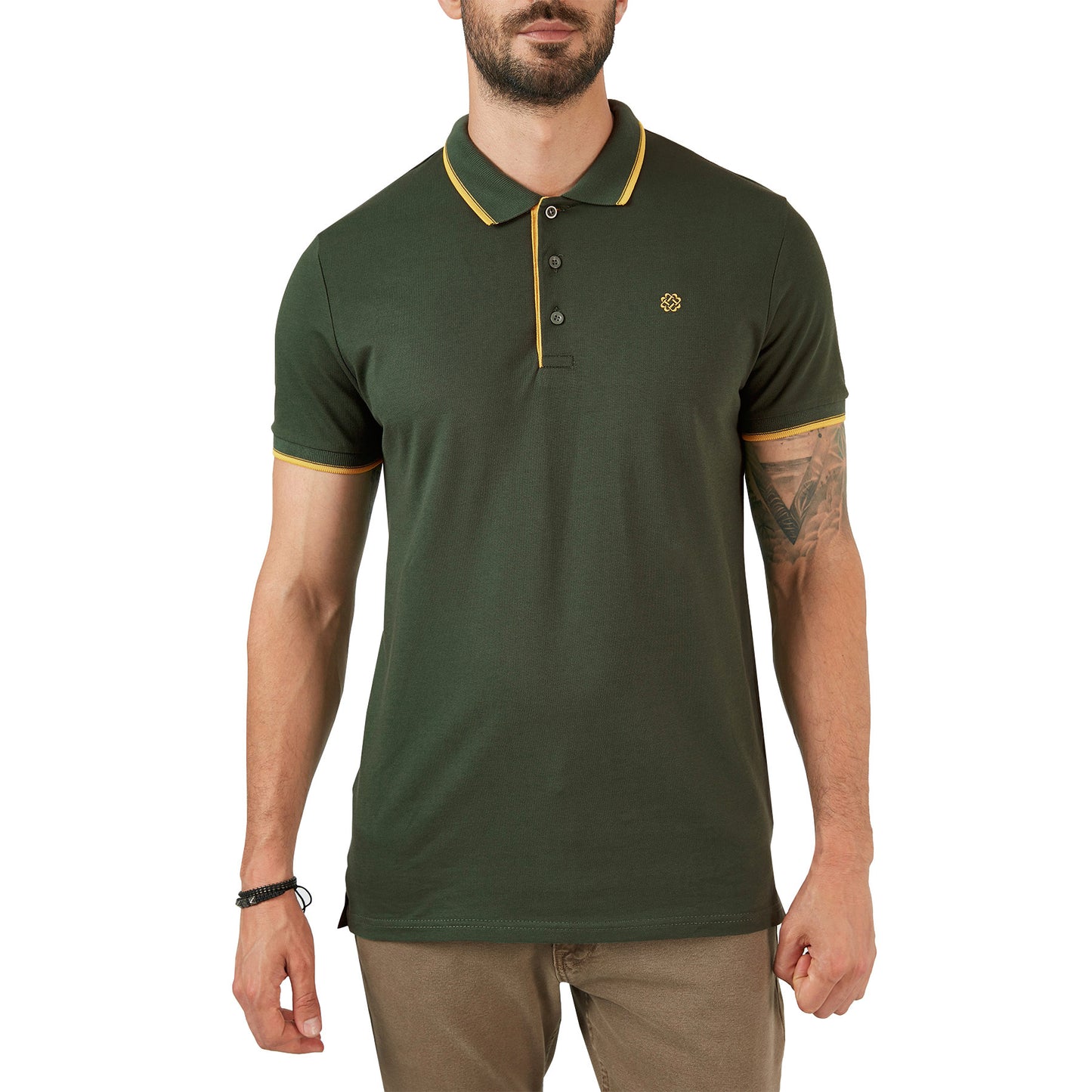 Buratti % 100 Pamuk Düğmeli Slim Fit Erkek Polo Yaka T Shirt 5902118 HAKİ-SARI