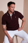 Buratti % 100 Pamuk Düğmeli Slim Fit Erkek Polo Yaka T Shirt 5902118 Vişne-Beyaz