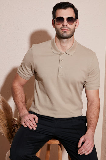 Buratti Pamuklu Regular Fit Düğmeli Erkek Polo Yaka T Shirt 5902127 VİZON