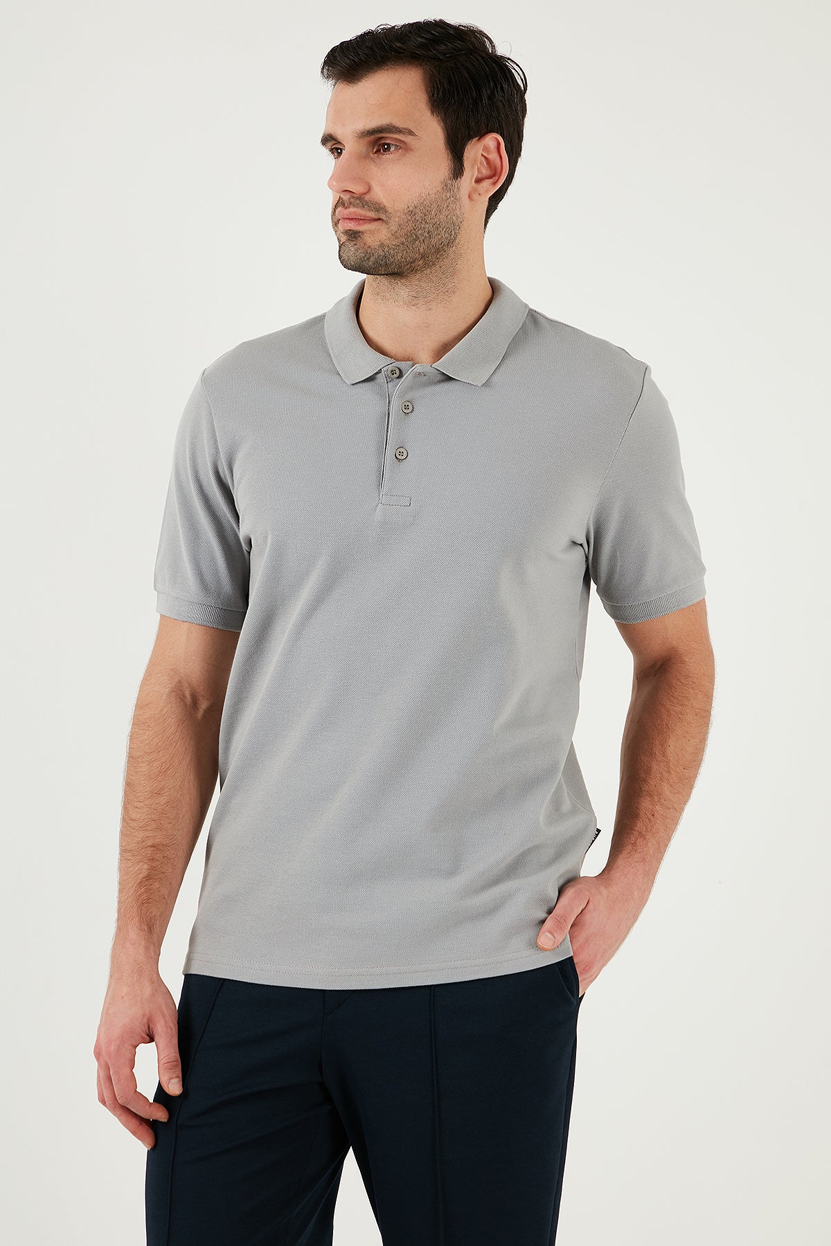 Buratti % 100 Pamuk Regular Fit Düğmeli Erkek Polo Yaka T Shirt 5902127 Kül