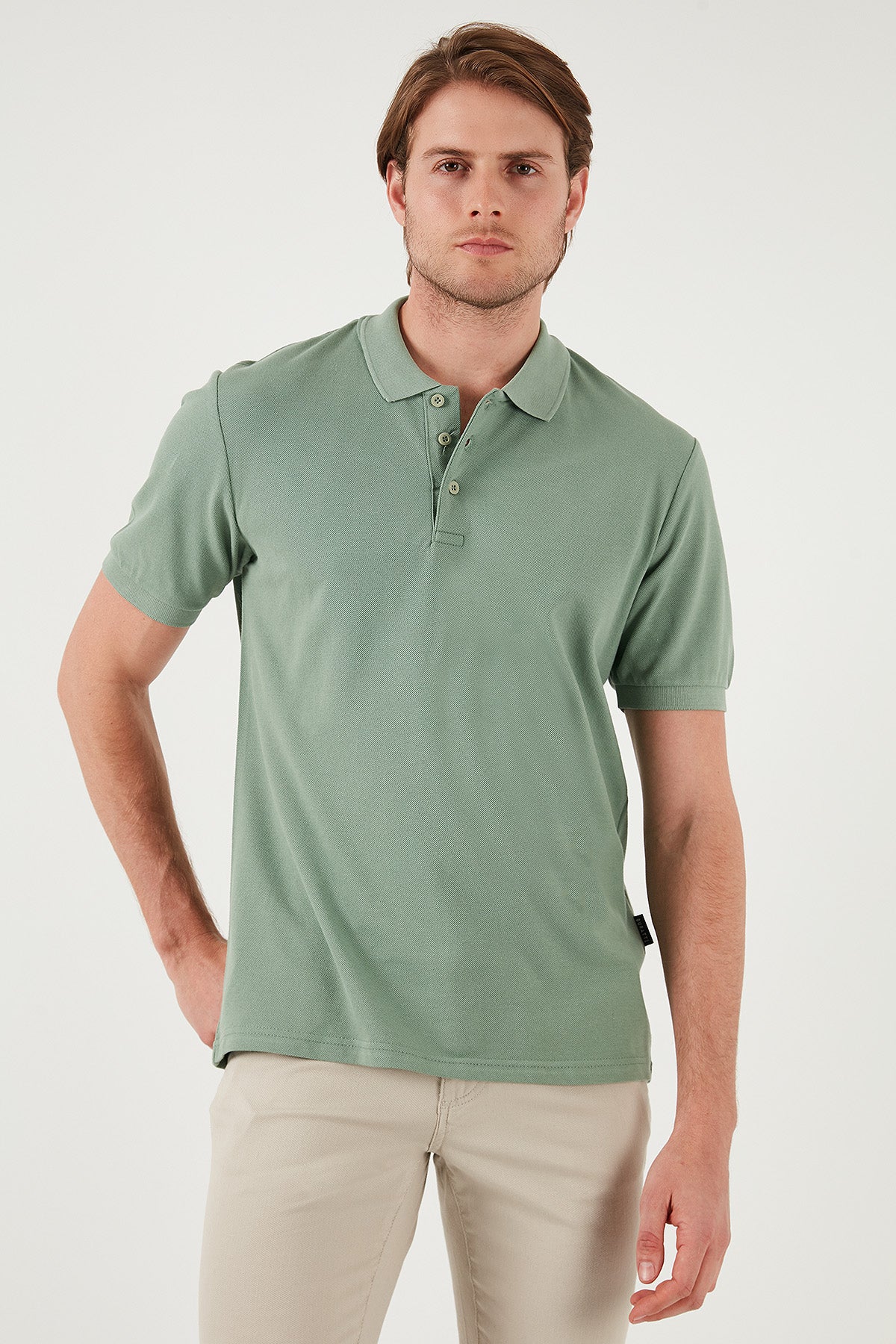 Buratti Pamuklu Regular Fit Düğmeli Erkek Polo Yaka T Shirt 5902127 ELMA YEŞİLİ