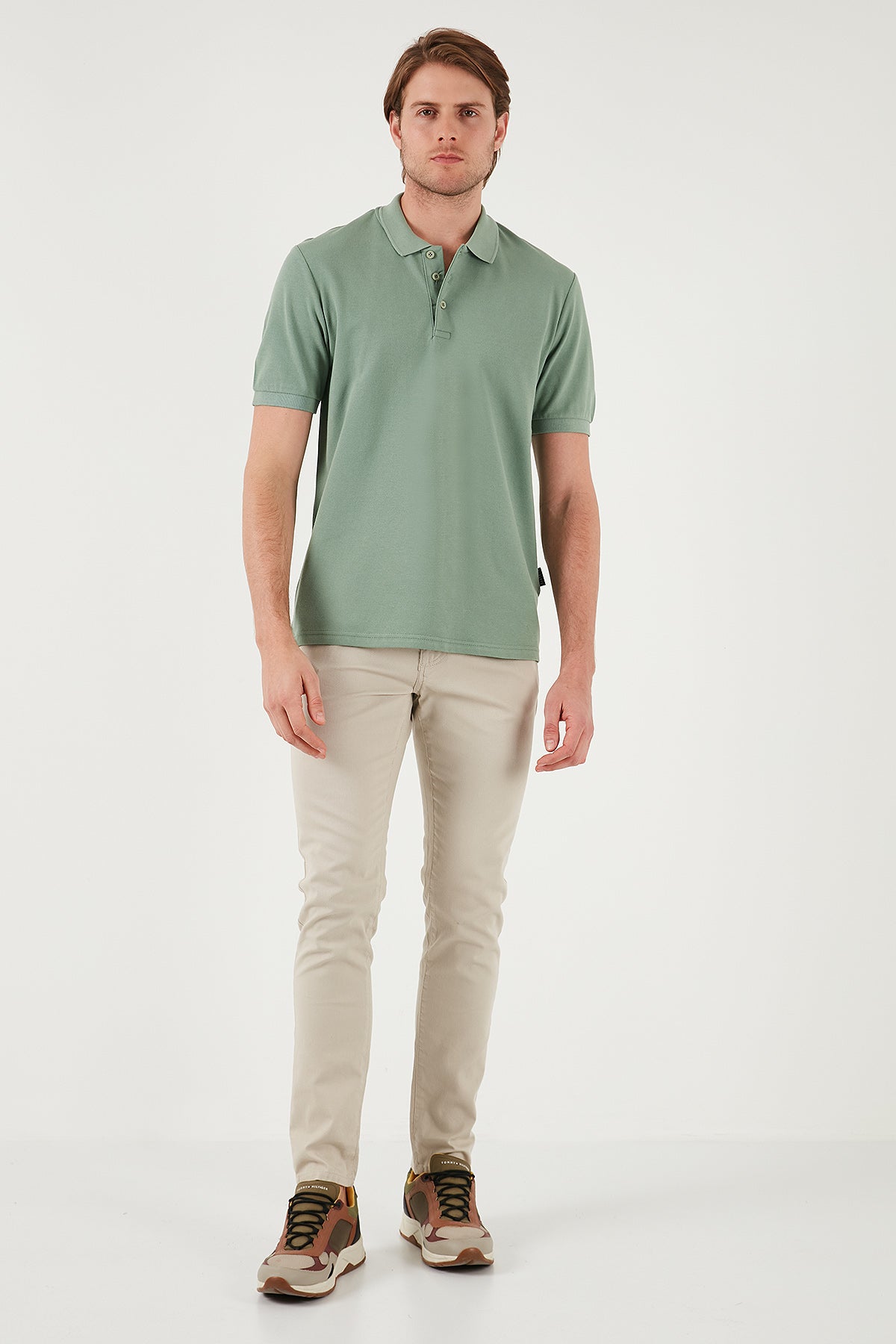 Buratti Pamuklu Regular Fit Düğmeli Erkek Polo Yaka T Shirt 5902127 ELMA YEŞİLİ